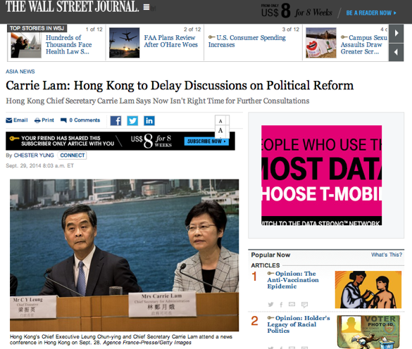 WSJ on carrie lam